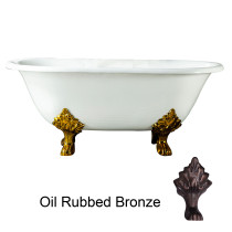 Barclay CTDRN61LP-WH-ORB 61" Cast Iron Double Bathtub With  Lion Paw Feet
