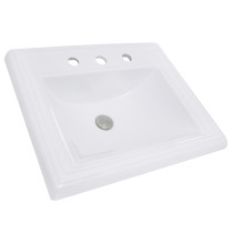 Nantucket Sinks DI-2418-R8 23 Inch Rectangular Drop-In Ceramic Vanity Sink