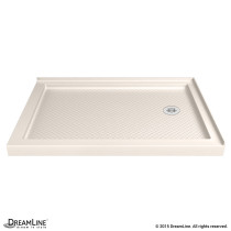 DreamLine DLT-1036602-22 SlimLine 36 Inch by 60 Inch Double Threshold Shower Base In Biscuit Color Right Hand Drain