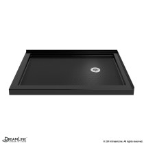DreamLine DLT-1036602-88 SlimLine 36 Inch by 60 Inch Double Threshold Shower Base In Black Color Right Hand Drain