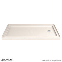DreamLine DLT-1132602-22 SlimLine 32 Inch by 60 Inch Single Threshold Shower Base in Biscuit Color Right Hand Drain