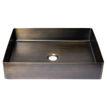 Eden Bath EB_SS002AT Rectangular 18.9 x 14.6-in Stainless Steel Vessel Sink in Antique with Drain