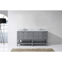 Virtu ED-30072-WMSQ-GR-NM Winterfell 72 Inch Double Bathroom Vanity Set In Grey