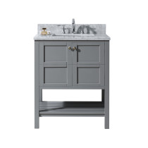 Virtu ES-30030-WMSQ-GR-NM Winterfell 30 Inch Single Bathroom Vanity Set In Grey