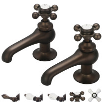Water Creation F1-0003-03-PL Oil Rubbed Bronze Widespread Deck Mount Faucet, Image Shown with Cross Handle