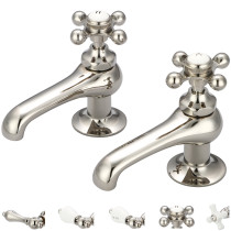 Water Creation F1-0003-05-AL Polished Nickel Finish Brass Bathroom Faucet, Image Shown with Cross Handle