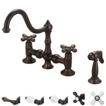 Water Creation F5-0010-03-AL Oil Rubbed Bronze Brass Faucet with Side Spray, Image Shown with Cross Handle