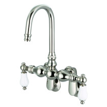 Water Creation F6-0015-05-PL Polished Nickel Handle Wall Mount Claw Foot Bath Tub Faucet
