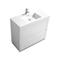 KubeBath FMB40-GW Bliss 40" High Gloss White Free Standing Bathroom Vanity