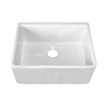 White Barclay FS24-WH 24'' Single Bowl Fireclay Apron Sink 