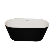 Anzzi FT-AZ012 Dualita Center Drain Freestanding Bathtub in Glossy Black