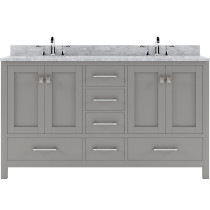 Virtu GD-50060-WMSQ-CG-NM Caroline Avenue 60" Double Bath Vanity in Gray with Marble Top and Sinks