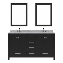 Virtu GD-50060-WMSQ-ES-020 Caroline Avenue 60" Double Vanity in Espresso with Marble Top and Sinks