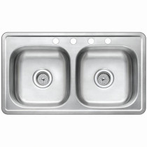 Gourmetier GKTD33197 Self-Rimming Double Bowl Kitchen Sink in Satin Nickel