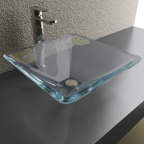 Cantrio Koncepts GS-113 Crystal Clear Tempered Glass Pyramid Vessel Sink