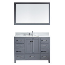 Virtu GS-50048-PSSQ-GR Caroline Avenue 48" Single Bath Vanity in Gray with Stone Top and Sink