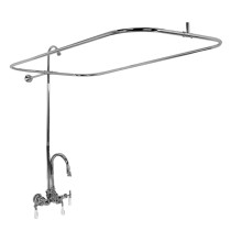 Code Rectangular Shower Unit With Gooseneck Spout For Acrylic Tubs In Polished Chrome