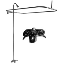 Converto Shower With 48" Rectangular Shower Ring and Showerhead Tub Fillers In Polished Chrome