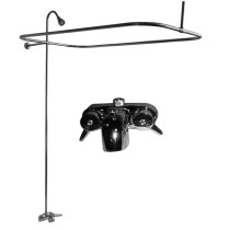 Converto Shower With 54" Rectangular Shower Ring and Showerhead Tub Fillers In Polished Chrome