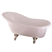Acrylic Bathtub With Ball and Claw Feet and No Faucet Holes