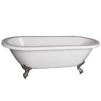 Acrylic Double Bathtub With Imperial Feet and No Faucet Holes