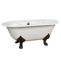 Cast Iron Double Bathtub With  Lion Paw Feet and No Faucet Holes