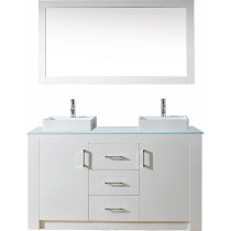 Virtu KD-60060-G-GW Tavian 60 Inch Double Bathroom Vanity Set In Gloss White