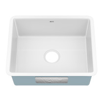 Kraus KE1US21GWH Pintura 21” Porcelain Enameled Steel Single Bowl Kitchen Sink in White