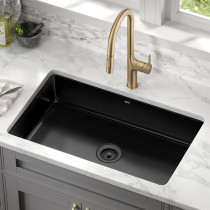  KRAUS KE1US32GBL Pintura™ 32” Porcelain Enameled Steel Single Bowl Kitchen Sink in Black 