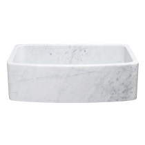 Allstone KFCF332210SB-NLP-CW 33" Curved Front Farm Sink - Carrara Marble