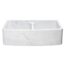 Allstone KFCF362210DB-NLP-5050-CW 36 Double Farm Sink - Carrara Marble