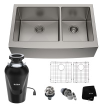 Kraus KHF203-36-100-75MB 36" 16 Gauge Double Bowl Stainless Steel Farmhouse Kitchen Sink