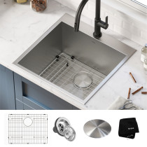 Kraus KHT301-22L 22” Dual Mount Stainless Steel Single Bowl Deep Laundry Utility Sink