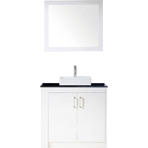 Virtu KS-60036L-GW Tavian 36 Inch Single Bathroom Vanity Set In Gloss White