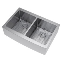 Exclusive Heritage KSH-3322-D5-FBSG Double Farm Sink with Strainer and Grid