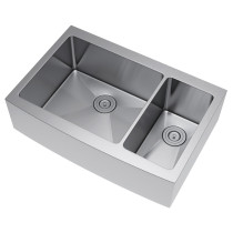 Exclusive Heritage KSH-3622-D7-FBS Double Stainless Farm Sink with Strainer