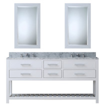 Water Creation Madalyn72WCF White Double Vanity with 2 Mirrors & Faucets