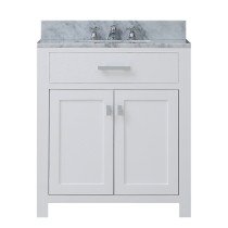 Water Creation Madison30WF 30" Solid White Single Sink Vanity And Faucet