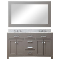 Water Creation Madison60GBF Dual Sink Bath Vanity With Mirror And Faucets