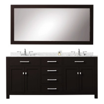 Water Creation Madison72EB 72 Inch Espresso Double Vanity With Large Mirror