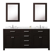 Water Creation Madison72EC 72” Espresso Double Bath Vanity With 2 Mirrors
