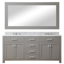 Water Creation Madison72GBF DUal Vanity With Marble Top, Mirror And Faucet