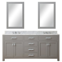 Water Creation Madison72GCF Cashmere Grey D Vanity Plus Mirrors And Faucets