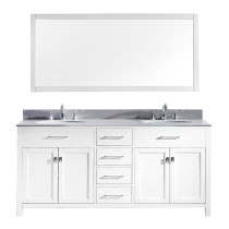 Virtu MD-2072-GQRO-WH Caroline 72 Inch Double Bathroom Vanity Set In White