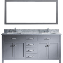 Virtu MD-2072-WMSQ-GR-001 Caroline 72 Inch Double Bathroom Vanity Set In Grey