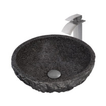 Novatto NSFC-AN136BN Natural Granite Stone Vessel Sink Set - Brushed Nickel