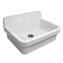 Whitehaus OFCH2230-WHITE Fireclay Utility Sink with High Backsplash