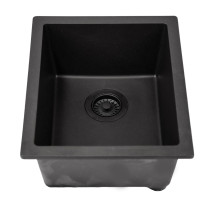 Nantucket Sinks PR1815-BL Dual-mount Granite Composite Bar-Prep Sink in Black