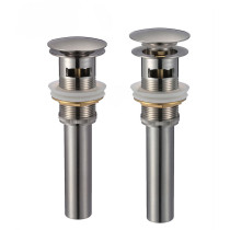 Novatto PUD-BN-O Brushed Nickel Brass Umbrella Pop-Up Drain With Overflow