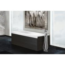 Aquatica Pure-1-Wht-Doak Bathtub with Dark Decorative Wooden Side Panels In White 